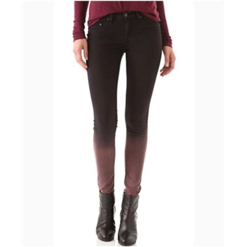 Rag & Bone Skinny Jeans‎ Womens 25 Black Rusted Ombre Dip Dye Stretch Denim